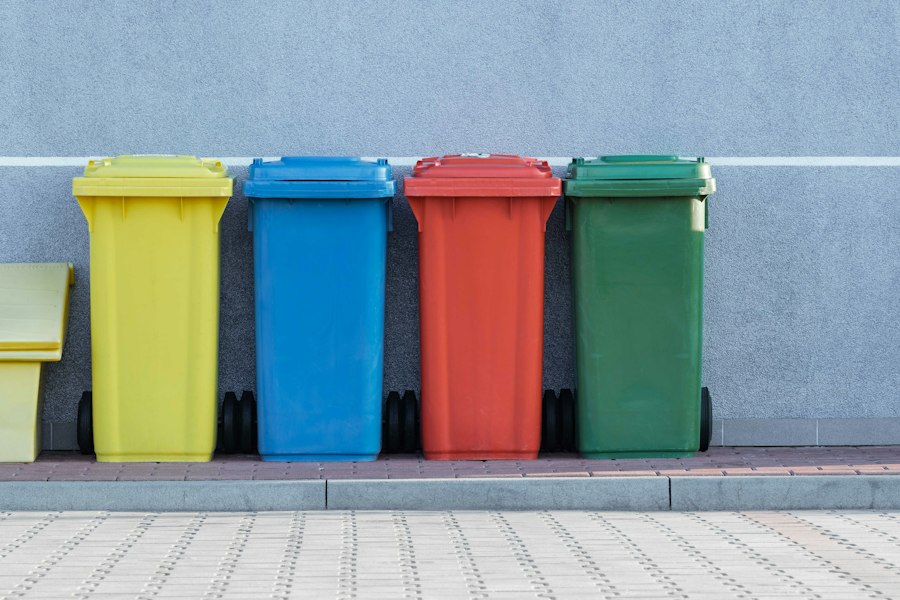 Coloured recycling bins